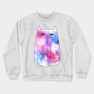 Watercolor gloomy cat Crewneck Sweatshirt